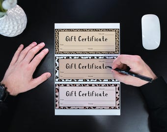 Blank Gift Certificates - Cheetah Print