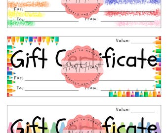 Blank Gift Certificates - Crayon Coloring