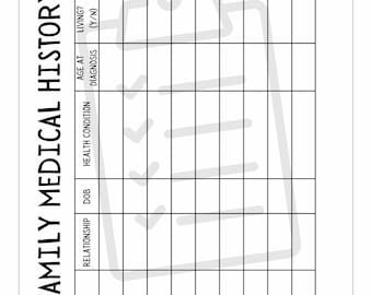 Family Medical History Journal Tracker Log