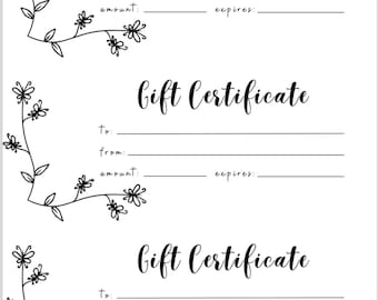 Blank Gift Certificates - Simple Floral