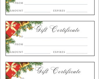Winter and Holiday Blank Gift Certificates - Evergreen Gift