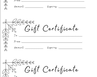 Blank Gift Certificates - Olive Branch