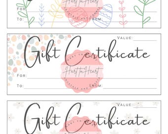 Blank Gift Certificates - Easter Bunny Eggs Spring Floral