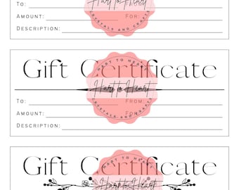 Blank Gift Certificates - Simple Elegance