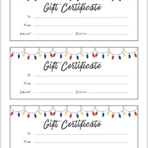 Chèques-cadeaux vierges pour l'hiver et les fêtes - Lumières festives