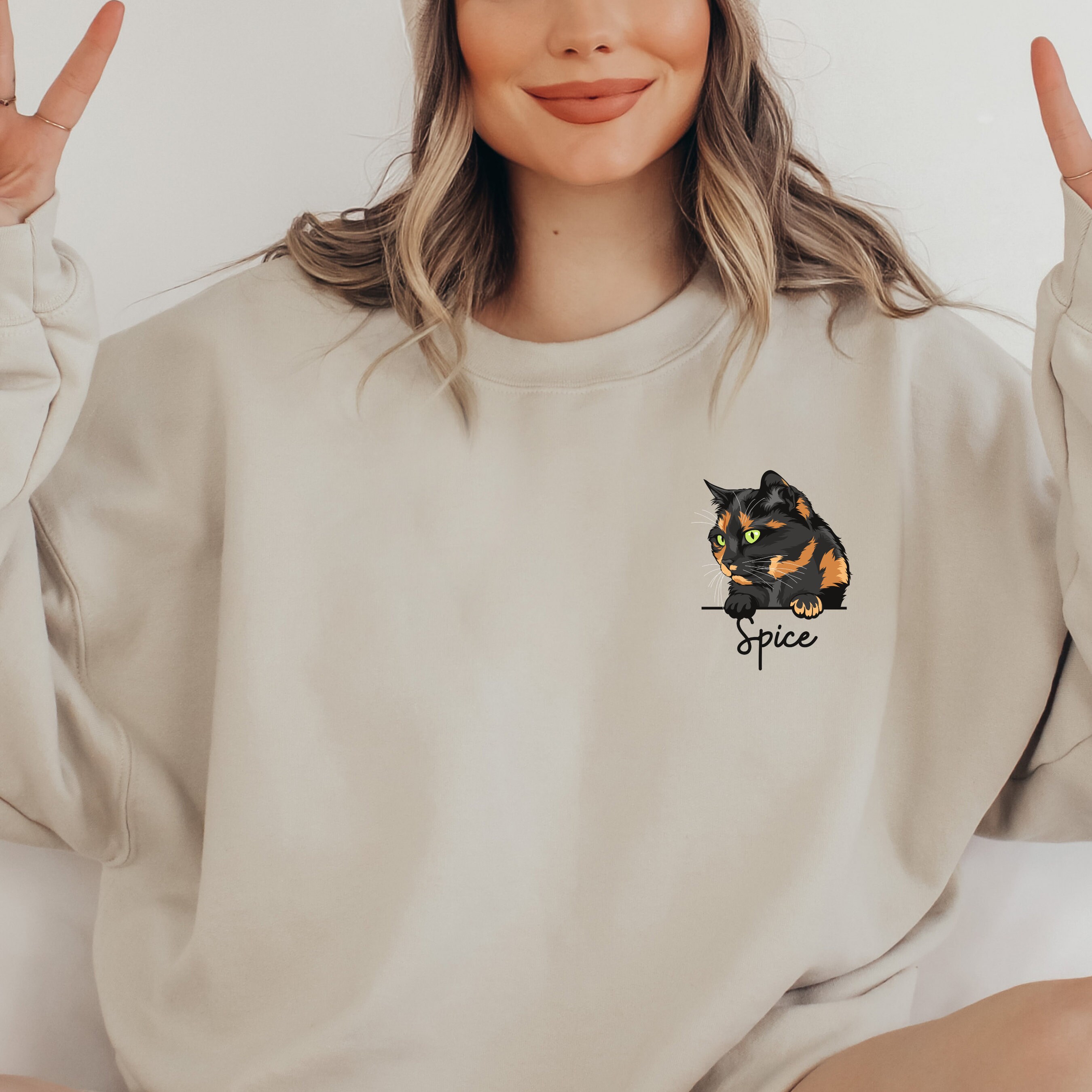 Personalized Cat Mom Sweatshirt, Tortie Cat Mama Sweatshirt, Custom Cat