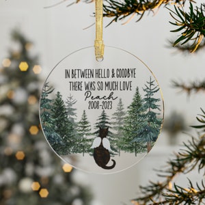 custom cat memorial ornament acrylic, personalized cat ornament, remembrance ornament, cat owner gift, cat loss keepsake, tortie cat bauble