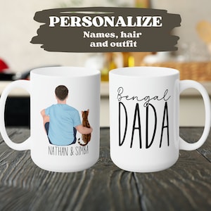 Personalized cat mug gift for dad, Bengal cat dad gift for cat lover, Custom Bengal cat dad mug, 15 oz coffee mug, Bengal Cat father mug