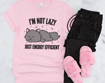 Camiseta divertida para amantes de los gatos, gato perezoso, camiseta sarcástica para gatos, regalo para amantes de los gatos, camiseta loca de los gatos, camiseta de gato con juego de palabras tonto, camiseta para dueños de mascotas