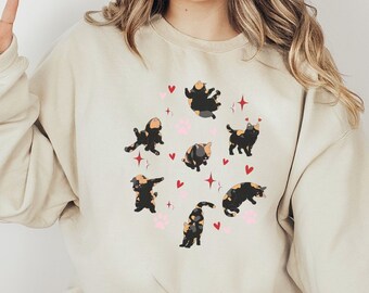 Tortie cat sweatshirt gift for Valentine’s Day, Tortoiseshell cat crewneck top, gift for Tortie cat lover, Valentine gift for girlfriend mom