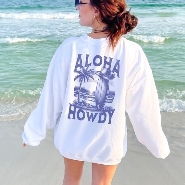 Coastal cowgirl sweatshirt, ocean inspired style, tropical cowgirl Summer top , Gift for Beach Lover, Coconut girl Crewneck, gift for her