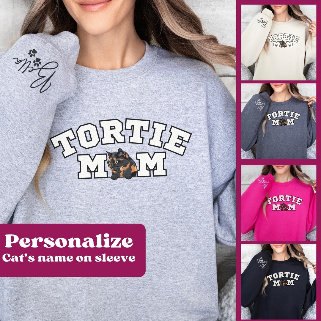 Personalized Cat Mom Sweatshirt, Tortie Cat Mama Sweatshirt, Custom Cat