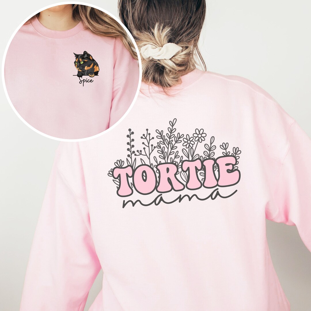 Personalized Cat Mom Sweatshirt, Tortie Cat Mama Sweatshirt, Custom Cat