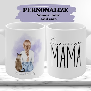 Personalized cat mug gift for mom, Siamese cat mom gift for cat lover, Custom Siamese cat mom mug, cat coffee mug, Siamese Cat mother mug