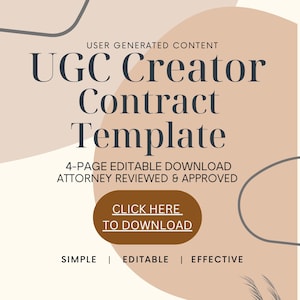 UGC Creator Contract Template | Attorney Reviewed & Approved | User Generated Content | Influencer Contract Template | UGC Creator Template