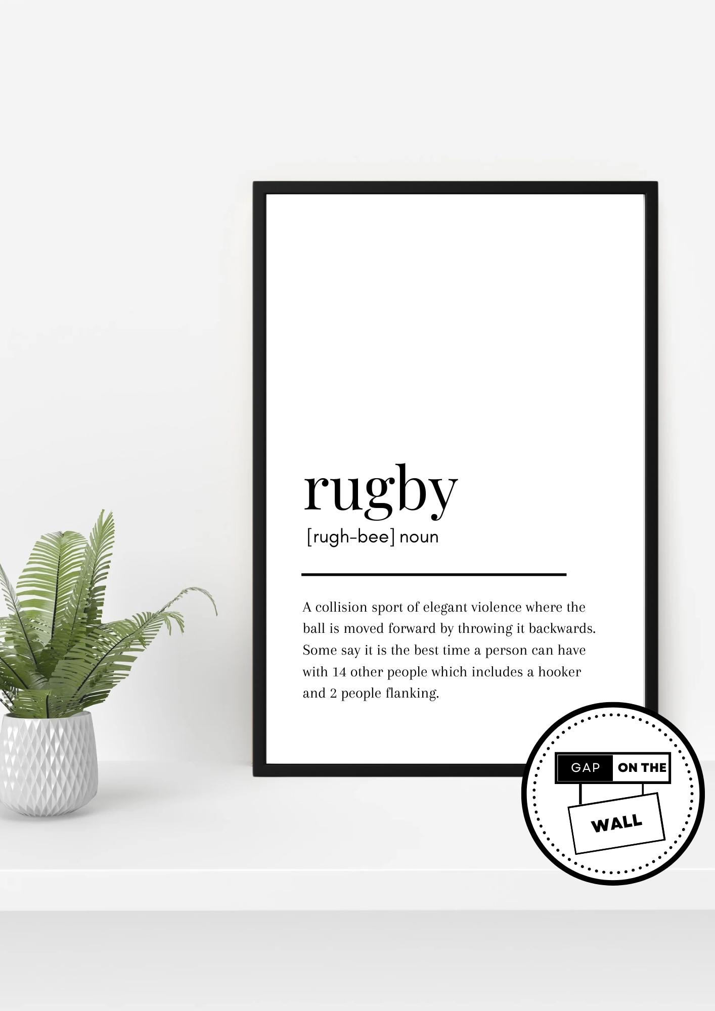 Rugby Definition Print, Rugby Fan, Rugby Gift, Rugby Fanatic, Present ...