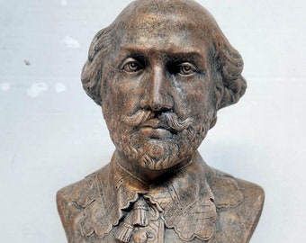 Shakespeare Bust, William Shakespeare, Bronzed Style Bust, Shakespeare, Vintage Bust, Vintage Shakespeare Bust, Antique Bust