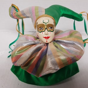 Jester Music Box, , Jester Box, Collector Music Box, 7 in.,  Mardi Gras, Collector Mask, Decorative Harlequin, Retro Masquerade Decor
