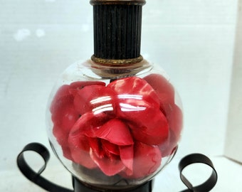 Vintage Rose Lamp, 16 in., Retro Lamp, Mid-century Lamp, 1950's Lamp, Vintage Portable Lamp, Retro Electric Lamp, Encapsulated Roses