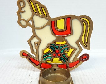 Stained Glass Votive, Rocking Horse Votive, Horse Votive, Stained Glass Horse, Vintage Glass Votive