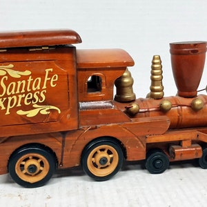 Santa Fe Express, Wood Train Engine, Wood Train, Stash Box, Vintage Train, Storage Box, Box Collector, Display Train Engine