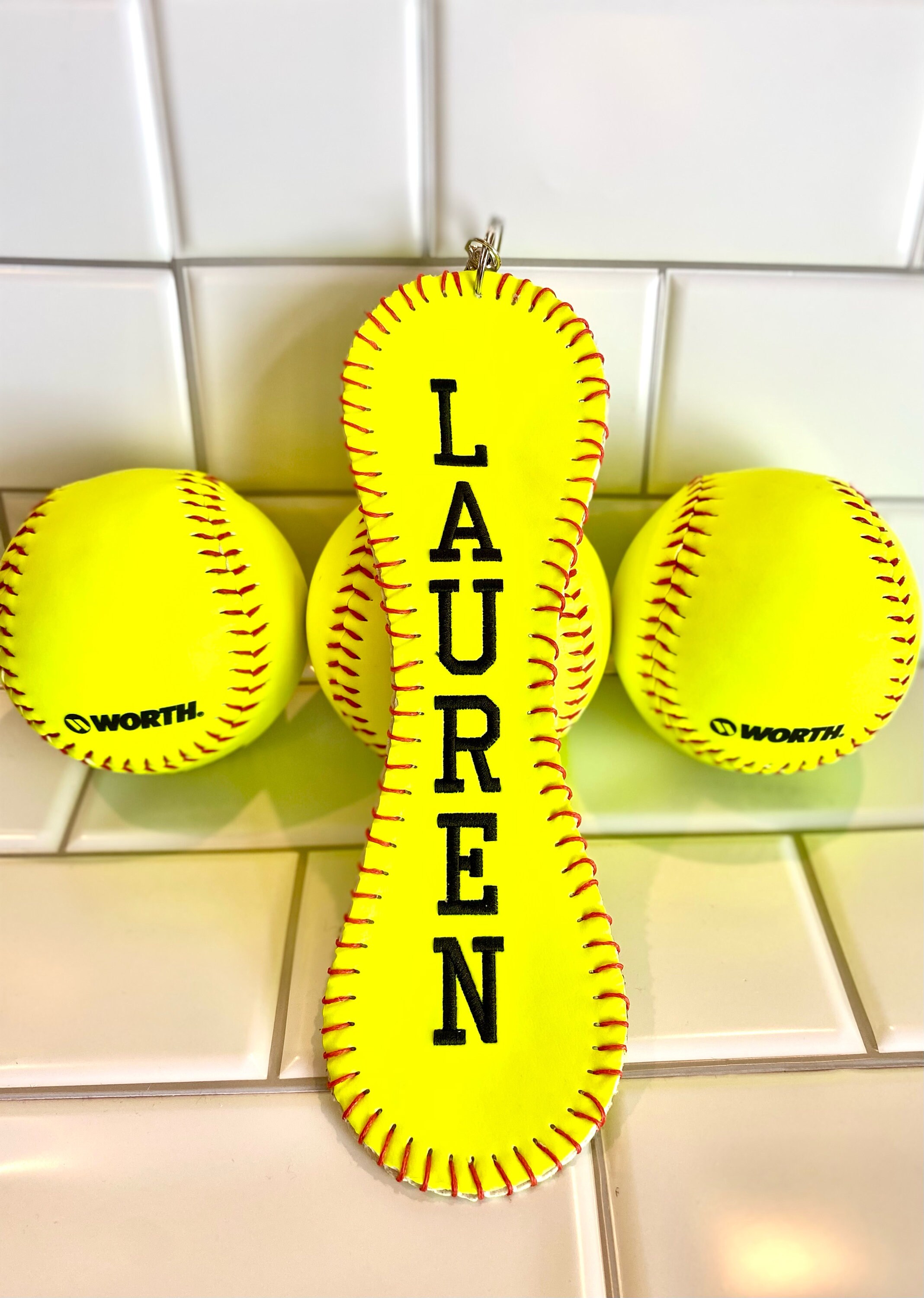 Softball Bag Tags, Gift for Softball Player, Mother's Day Gift, Personalized Softball Keychain