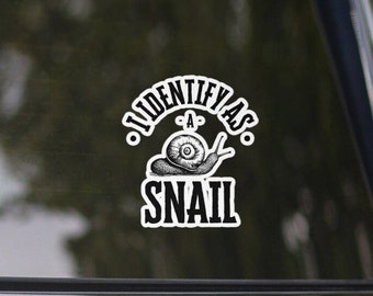 Bubble-free "I Identify as a snail" sticker - Funny - Humor - for slow drivers, silly humans & Snail Lovers - decal - bumper - gag gift