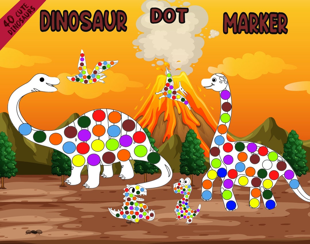 Dinosaur Dot Marker Printable Coloring Pages, Dinosaurs for Boys and