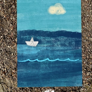 Maritime Postkarte Papierboot