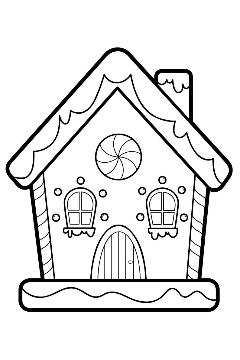 Holiday Gingerbread House Coloring Page - Etsy