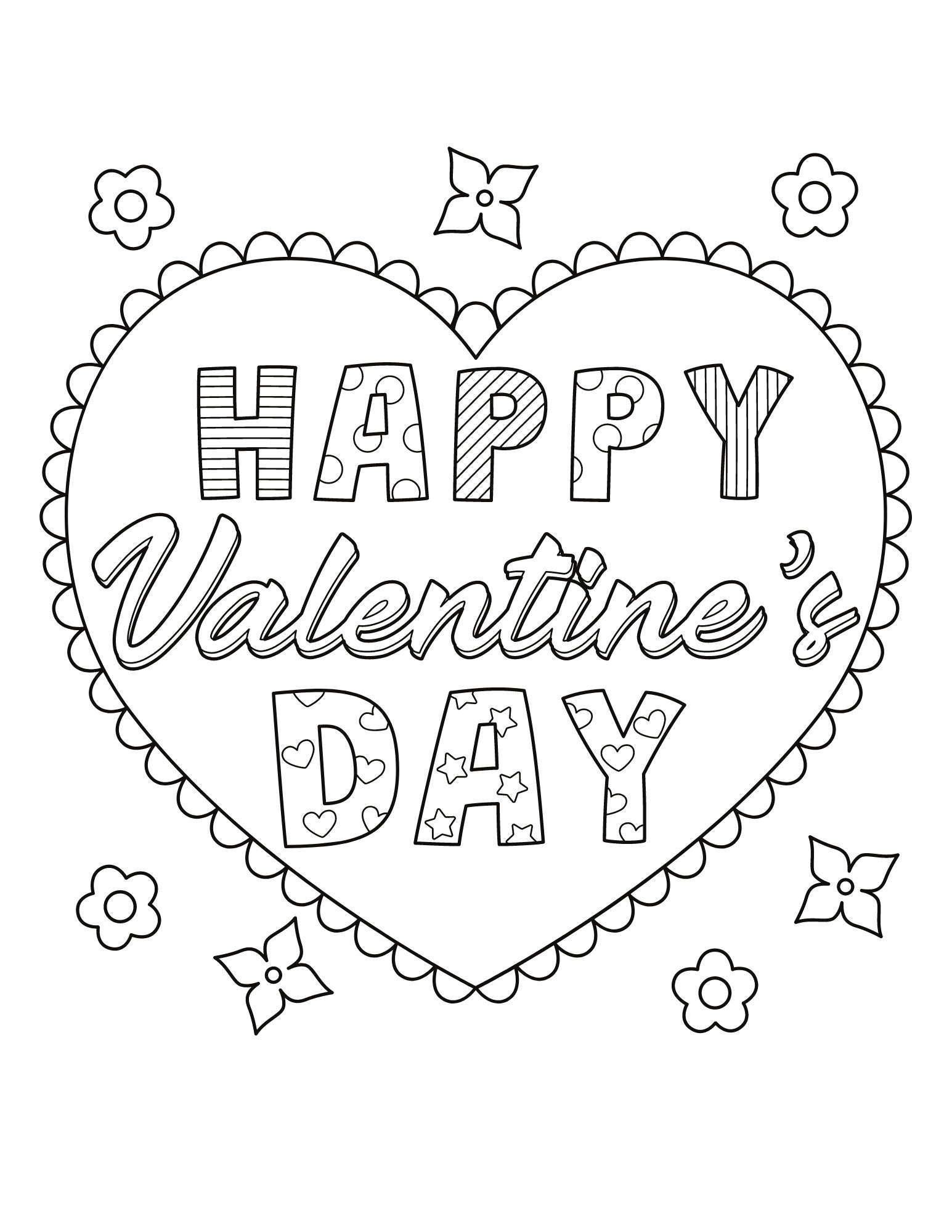 Happy Valentine's Day Coloring Page - Etsy