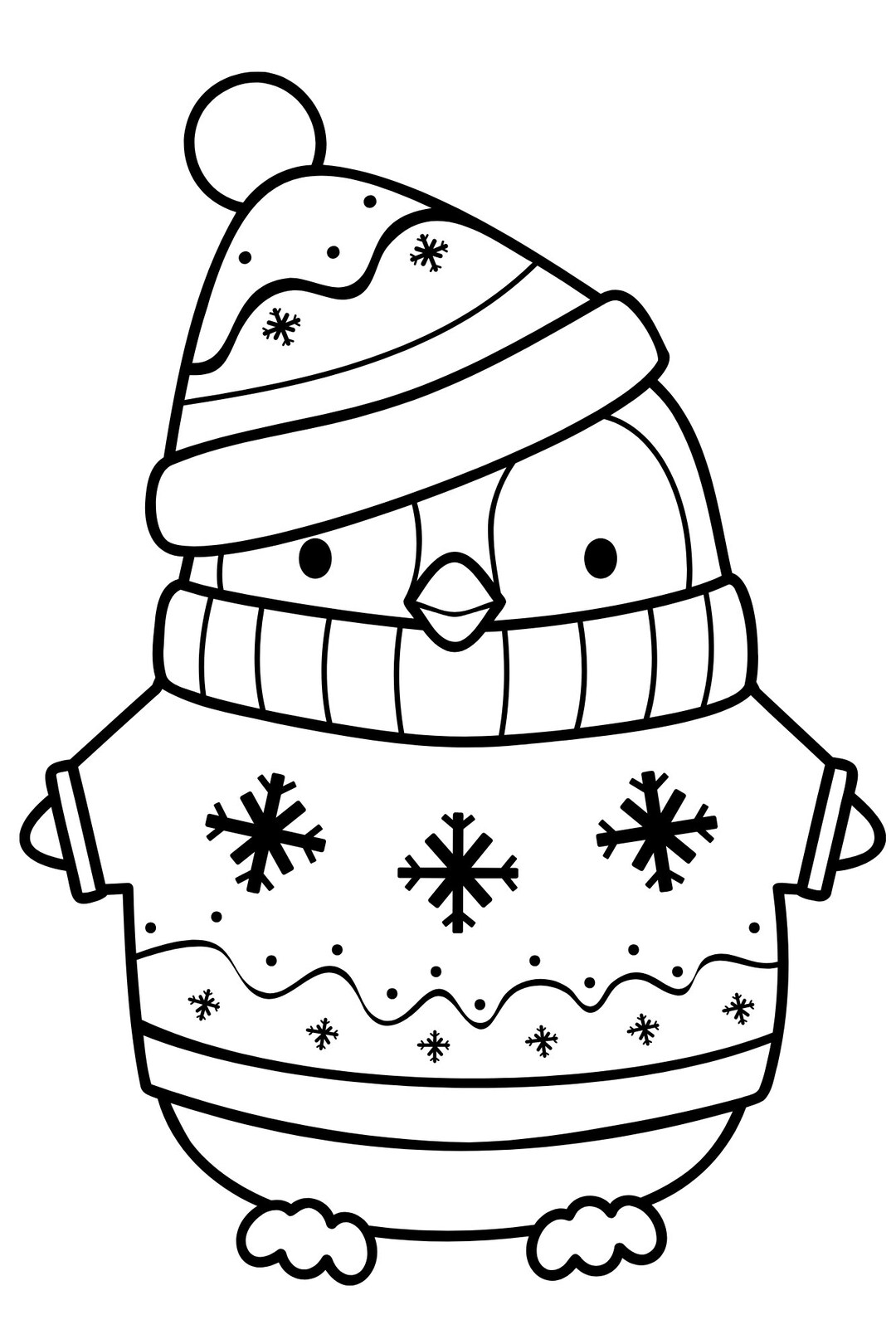 Cute Holiday Sweater Penguin Coloring Page - Etsy Ireland