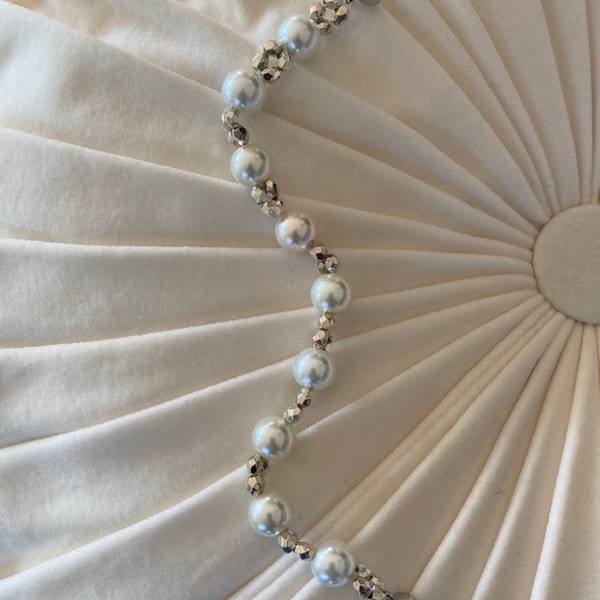 Pearl and Silver Woven Beaded Bracelet