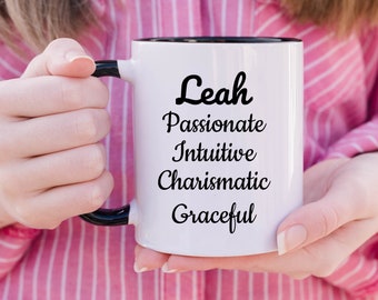 Leah Coffee Mug, Name Meaning Mug, Leah Character Trait Mug, Gift Idea For Leah, Gift Idea For Leah, Beautiful Coffee Mug, Ceramic Leah Mug