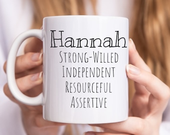 Hannah Mug, Hannah Name Meaning Cup, Hannah Traits Mug, Gift Idea From Mother to Daughter, Gift Idea for Her