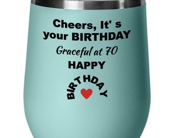 70th Birthday Gifts For Women, Happy 70th Birthday Wine Tumbler, 70th Birthday Wine Tumbler, 65th Birthday Keepsake Mug, Unique 70 Birthday