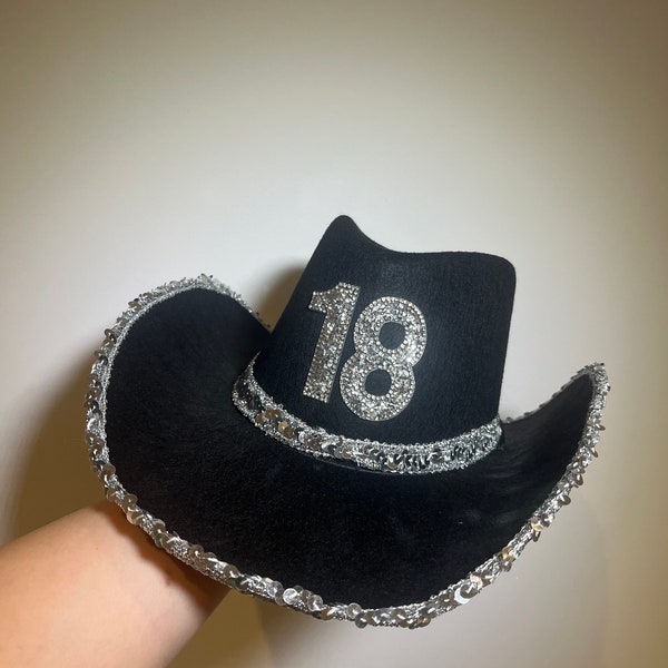 Cowgirl Cowboy Embellished Hat Bride Mrs Miss 16 18 21 30 40 50 Hen Birthday Age Wedding Party Custom Personlized Personalised Bachelorette