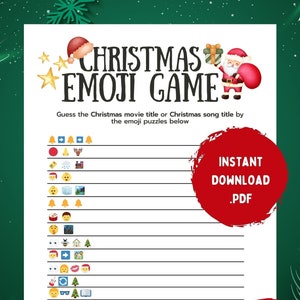 Christmas Emoji Game, Emoji Game with Answer Key, Printable Christmas Game, Christmas Activities, Printable Games, Xmas Party Games