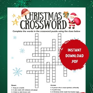 Christmas crossword Etsy Espa a