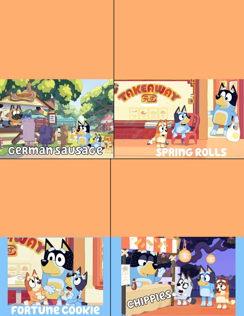 Bluey Inspired Food Label Tent Cards Digital Download Etsy