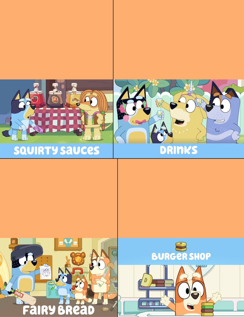 Bluey Inspired Food Label Tent Cards Digital Download Etsy