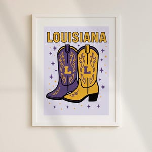 LSU Tigers Cowboy Boots Print | Geaux Tigers Dorm Art | Louisana State Poster | Digital Download