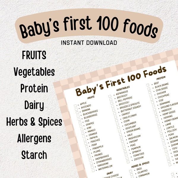 Baby's First 100 Foods Downloadable Template