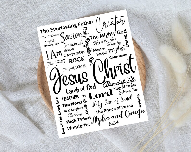 Sign Am Saviour Names of Jesus Christ, Christian Art, Easter Gift, Titles of Our Savior ...