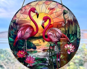 Flamingos 8” Acrylic Hanging Decor