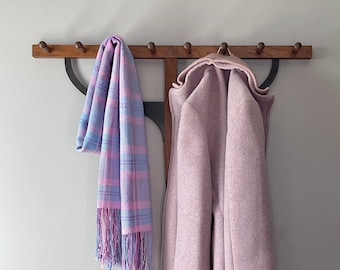 Handwoven plaid scarf: Hydrangea