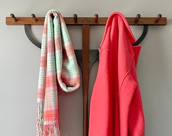 Handwoven plaid scarf: Peppermint