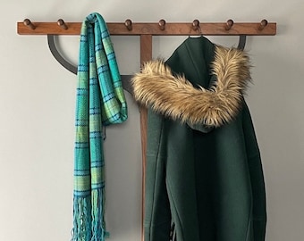 Handwoven plaid scarf: Irish Eyes