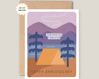 Tentmates Forever Card, Anniversary Card, Camping Anniversary Card, Outdoorsy Anniversary Card, Outdoorsy Couple Card, Anniversary Love Card