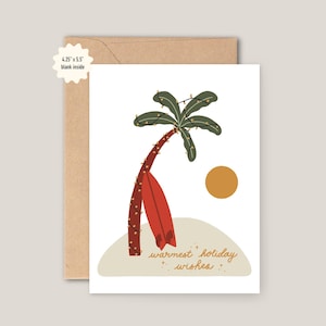 Warmste vakantiewensen Vakantiekaart, tropische kerstkaart, kerstkaart, palmboomkerstkaart, warme kerstkaart, eilandvakantie